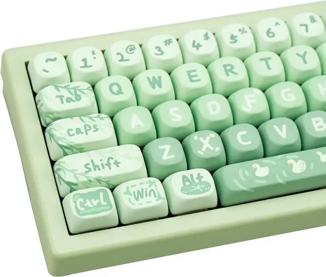 Main image of COOMICKEY PBT Keycaps 133 Keys Cute Matcha Green Keycaps Dye Sublimation MOA Profile Custom Keycaps Set for Cherry Gateron MX Swithes Mechanical KeyboardsSpring Theme
