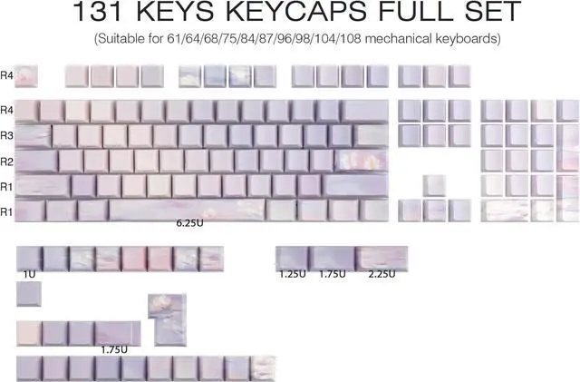 Alt view image 2 of 7 - JOMKIZ PBT Keycaps,129 Keys Dye Sublimation Cherry Profile Keycaps Side Engraved Transparent Pbt Keycap Set for Cherry MX Switches ASIN/ISO Layout Mechanical Keyboards
