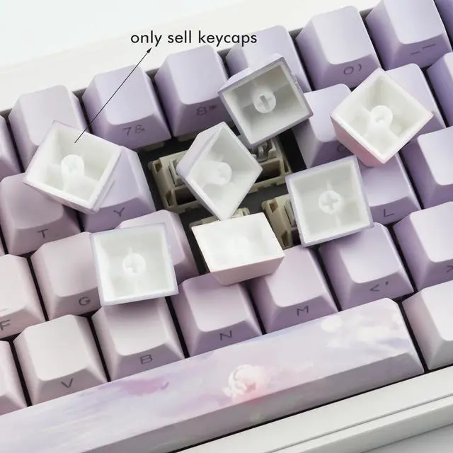 Alt view image 5 of 7 - JOMKIZ PBT Keycaps,129 Keys Dye Sublimation Cherry Profile Keycaps Side Engraved Transparent Pbt Keycap Set for Cherry MX Switches ASIN/ISO Layout Mechanical Keyboards