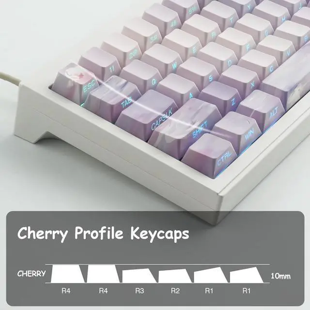 Alt view image 6 of 7 - JOMKIZ PBT Keycaps,129 Keys Dye Sublimation Cherry Profile Keycaps Side Engraved Transparent Pbt Keycap Set for Cherry MX Switches ASIN/ISO Layout Mechanical Keyboards