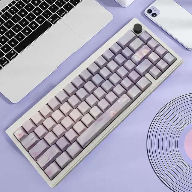 Alt view image 7 of 7 - JOMKIZ PBT Keycaps,129 Keys Dye Sublimation Cherry Profile Keycaps Side Engraved Transparent Pbt Keycap Set for Cherry MX Switches ASIN/ISO Layout Mechanical Keyboards