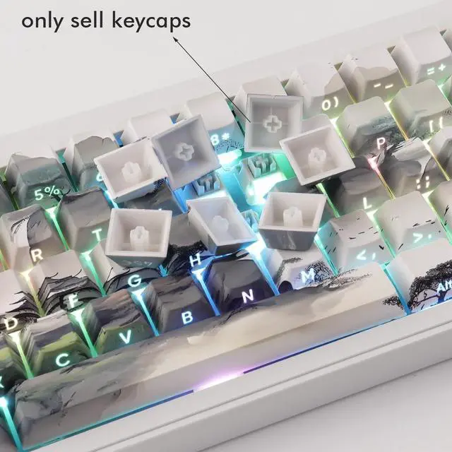 Alt view image 5 of 7 - Sunzit PBT Keycaps - Side Print Keycaps 75 Percent, Shine Through Custom Key caps, Japanese Keycap Set Dye Sub & Double Shot, 135 Keys Cherry Profile Keyboard Keycap for Mechanical Keyboard