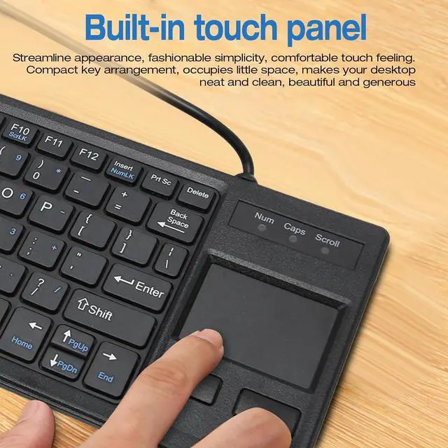 Alt view image 3 of 7 - Industrial Mechanical Keyboard with Touchpad, Wired Multimedia USB Ergonomic Keyboard, Mini Industrial Keyboard with HUB Function for Computer Laptop