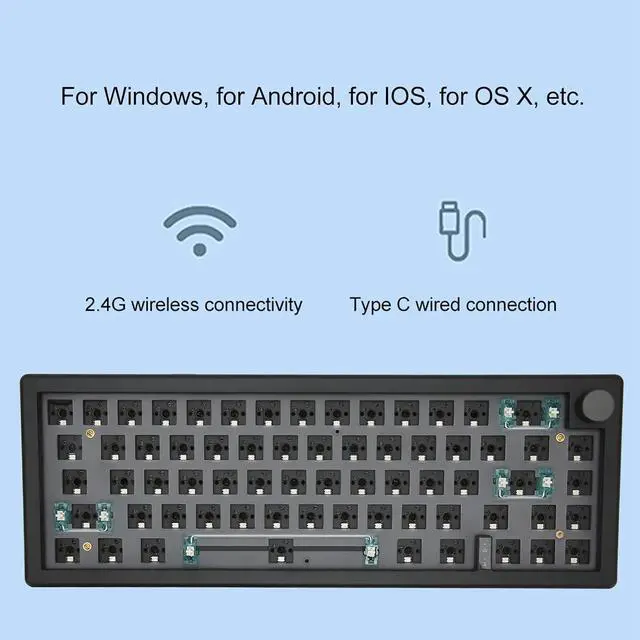 Alt view image 6 of 7 - 67 Keys Mechanical Keyboard Kit, Wired Hot Swappable Barebones Keyboard with RGB Knob, 65% with Column USB C Wired Keyboard Set for for, for OSX (Black)