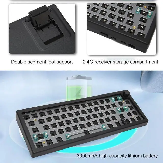 Alt view image 7 of 7 - 67 Keys Mechanical Keyboard Kit, Wired Hot Swappable Barebones Keyboard with RGB Knob, 65% with Column USB C Wired Keyboard Set for for, for OSX (Black)