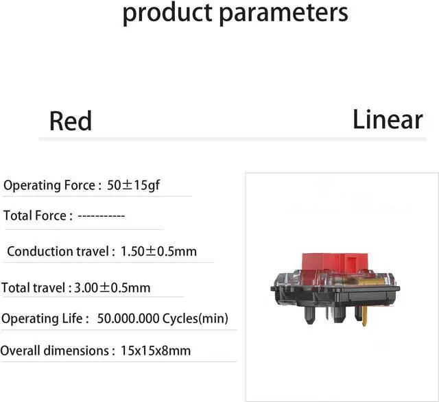 Alt view image 2 of 7 - Kailh Choc Low Profile Red Linear Switch, 5-Pin 50gf RGB SMD Gaming Mechanical Keyboard Switch (Choc Red 90pcs)
