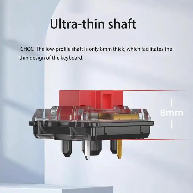 Alt view image 6 of 7 - Kailh Choc Low Profile Red Linear Switch, 5-Pin 50gf RGB SMD Gaming Mechanical Keyboard Switch (Choc Red 90pcs)