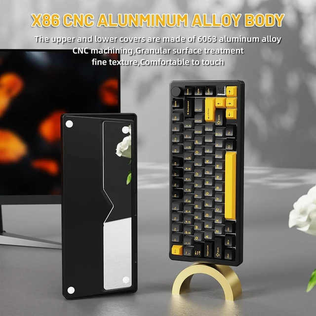 Alt view image 5 of 7 - ATTACK SHARK X86 Wireless Gaming Keyboard 75%,Aluminum Mechanical Keyboard,3-Modes Creamy Keyboard,Hot-Swap Custom Keyboard with Knob,Gasket Structure,Linear Switches,RGB Backlit Keyboard-Star Black