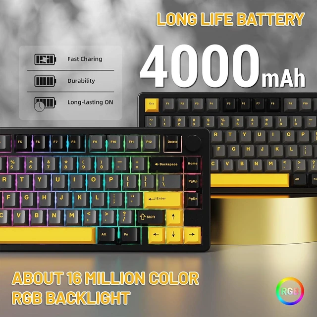 Alt view image 7 of 7 - ATTACK SHARK X86 Wireless Gaming Keyboard 75%,Aluminum Mechanical Keyboard,3-Modes Creamy Keyboard,Hot-Swap Custom Keyboard with Knob,Gasket Structure,Linear Switches,RGB Backlit Keyboard-Star Black