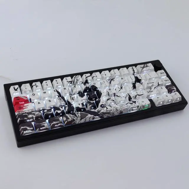 Alt view image 2 of 7 - PBT Keycaps - Side Print Keycap Set, Shine Through Custom Key caps, Japanese Keycaps Dye Sub & Double Shot, 131 Keys Cherry Profile Keyboard Keycap for Magnetic Mechanical Keyboard