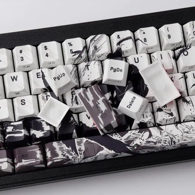 Alt view image 5 of 7 - PBT Keycaps - Side Print Keycap Set, Shine Through Custom Key caps, Japanese Keycaps Dye Sub & Double Shot, 131 Keys Cherry Profile Keyboard Keycap for Magnetic Mechanical Keyboard