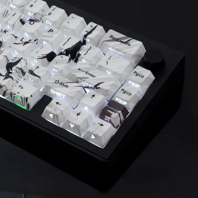 Alt view image 7 of 7 - PBT Keycaps - Side Print Keycap Set, Shine Through Custom Key caps, Japanese Keycaps Dye Sub & Double Shot, 131 Keys Cherry Profile Keyboard Keycap for Magnetic Mechanical Keyboard