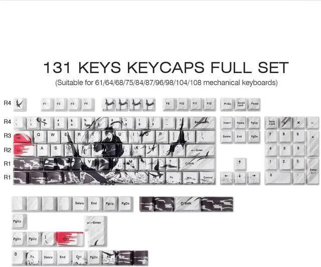 Alt view image 4 of 7 - PBT Keycaps - Side Print Keycap Set, Shine Through Custom Key caps, Japanese Keycaps Dye Sub & Double Shot, 131 Keys Cherry Profile Keyboard Keycap for Magnetic Mechanical Keyboard