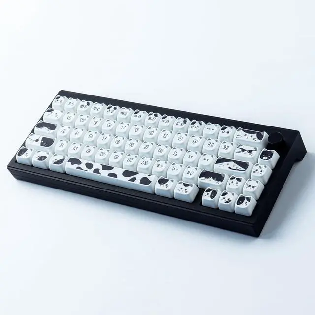 Alt view image 6 of 7 - PBT Keycaps 135 Keys Black and White Cat Cute Cat Shape keycaps Set Dye-Sublimation Mao Profile Custom Keycaps for Cherry Gateron MX Swithes Mechanical Keyboards
