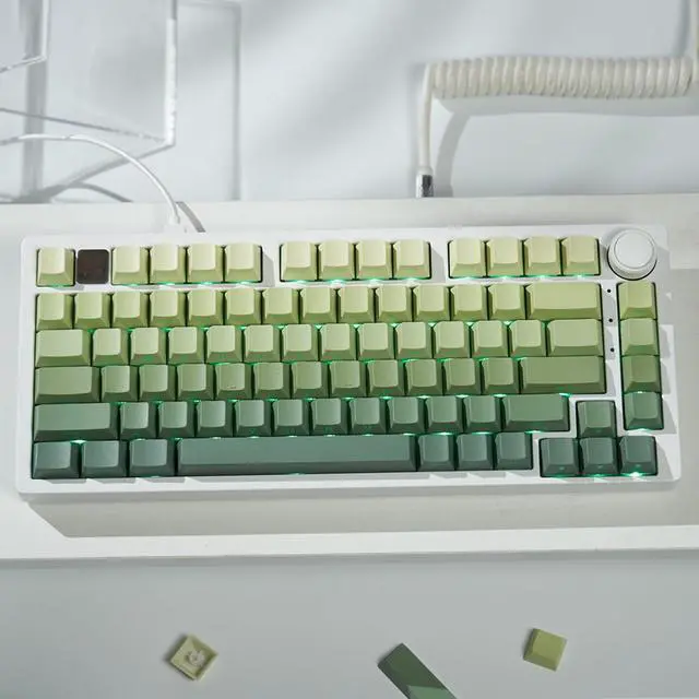 Alt view image 2 of 7 - mintcaps PBT Doubleshot Keycaps 134 Keys Gradient Green Backlit OEM Profile Keycaps Full Set Custom Keyboard Keycaps for 60% 65% 75% 100% Cherry Gateron MX Switches Mechanical Keyboard