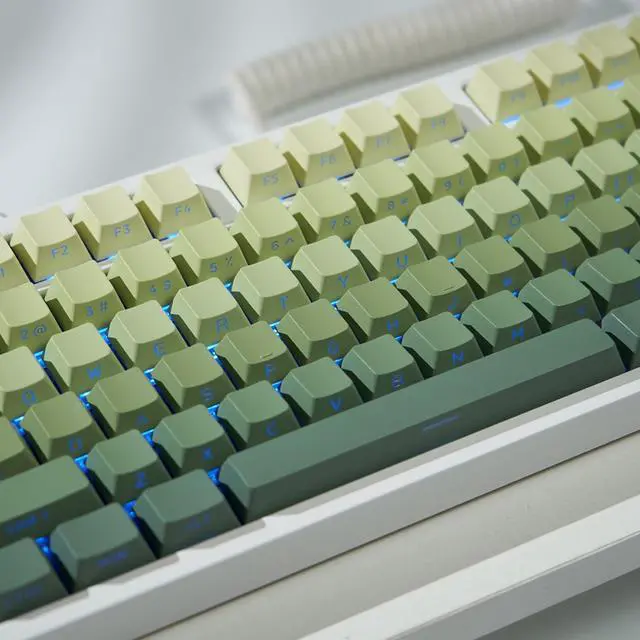 Alt view image 5 of 7 - mintcaps PBT Doubleshot Keycaps 134 Keys Gradient Green Backlit OEM Profile Keycaps Full Set Custom Keyboard Keycaps for 60% 65% 75% 100% Cherry Gateron MX Switches Mechanical Keyboard