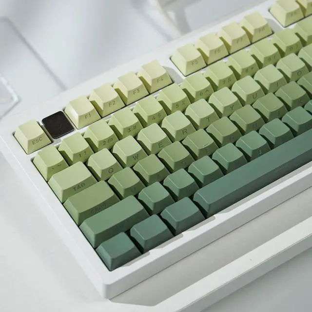 Alt view image 6 of 7 - mintcaps PBT Doubleshot Keycaps 134 Keys Gradient Green Backlit OEM Profile Keycaps Full Set Custom Keyboard Keycaps for 60% 65% 75% 100% Cherry Gateron MX Switches Mechanical Keyboard