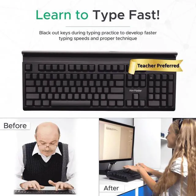 Alt view image 3 of 7 - Learn to Type Keyboard; Blank Key Caps; Practice Typing with Show or Hide Key Visibility; Teach Students to Touch Type; Keymaster Mechanical Shine Through Keyboard; Better Than Skins or Covers