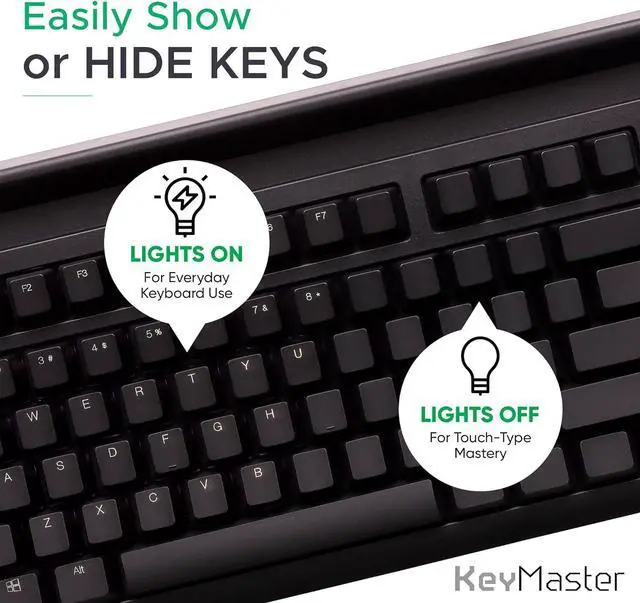 Alt view image 2 of 7 - Learn to Type Keyboard; Blank Key Caps; Practice Typing with Show or Hide Key Visibility; Teach Students to Touch Type; Keymaster Mechanical Shine Through Keyboard; Better Than Skins or Covers