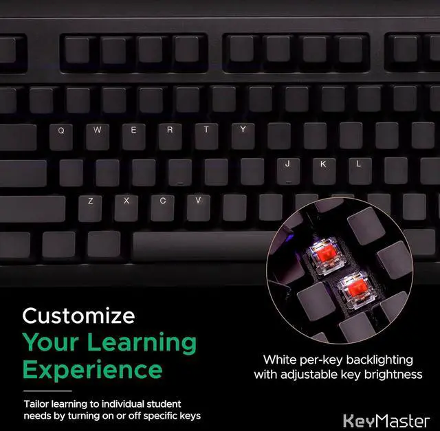 Alt view image 4 of 7 - Learn to Type Keyboard; Blank Key Caps; Practice Typing with Show or Hide Key Visibility; Teach Students to Touch Type; Keymaster Mechanical Shine Through Keyboard; Better Than Skins or Covers