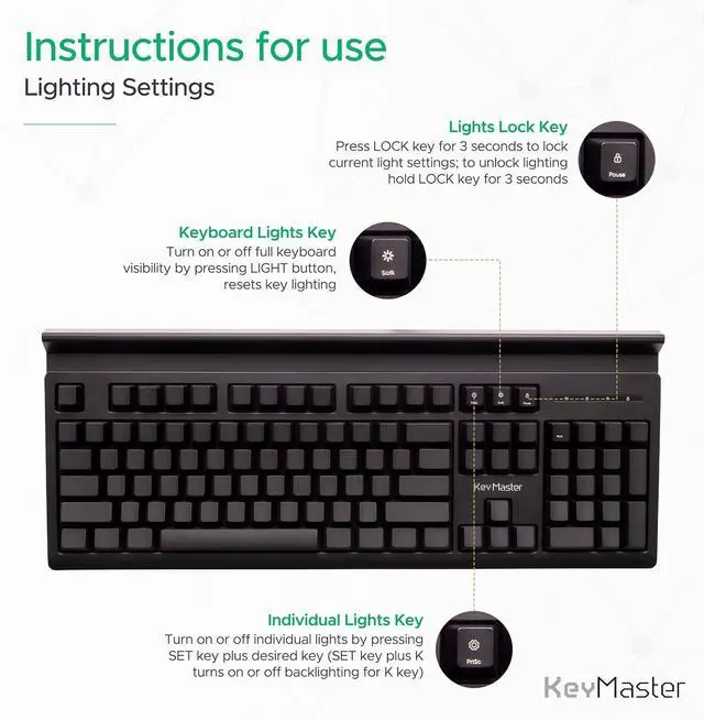 Alt view image 5 of 7 - Learn to Type Keyboard; Blank Key Caps; Practice Typing with Show or Hide Key Visibility; Teach Students to Touch Type; Keymaster Mechanical Shine Through Keyboard; Better Than Skins or Covers