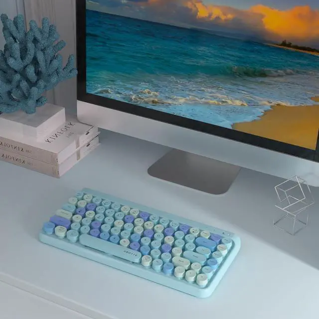 Alt view image 5 of 7 - UBOTIE Portable Bluetooth Colorful Computer Keyboards, Wireless Mini Compact Retro Typewriter Flexible 84Keys Design Keyboard