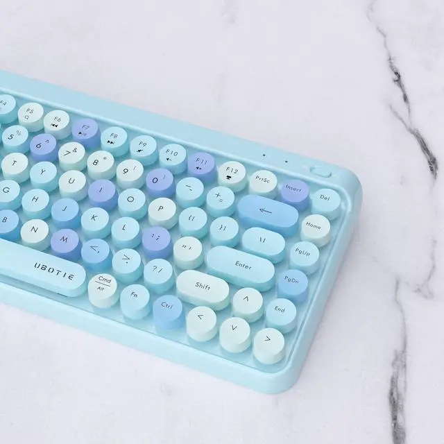 Alt view image 7 of 7 - UBOTIE Portable Bluetooth Colorful Computer Keyboards, Wireless Mini Compact Retro Typewriter Flexible 84Keys Design Keyboard