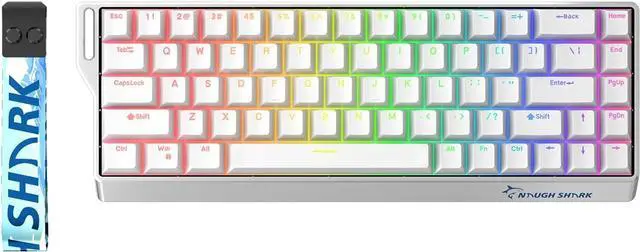 Main image of GK GAMAKAY x NaughShark NS68 Hall Effect Rapid Trigger Wireless Gaming Keyboard, Bluetooth/USB-C/2.4GHz 8KHz Polling Rate 0.01mm RT,Outemu Peach Crystal Magnetic Switch Keyboard (White-Shine Through)