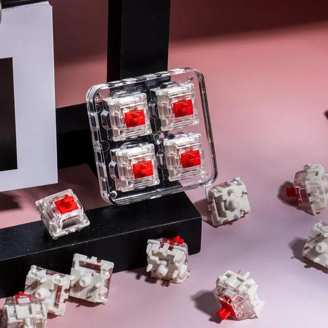 Alt view image 6 of 6 - GATERON Jupiter Red Keyboard Switches, Linear 45gf RGB LED 5 Pin Factory Pre-lubed Key Switches for MX Mechanical Keyboard(Red,110PCS)