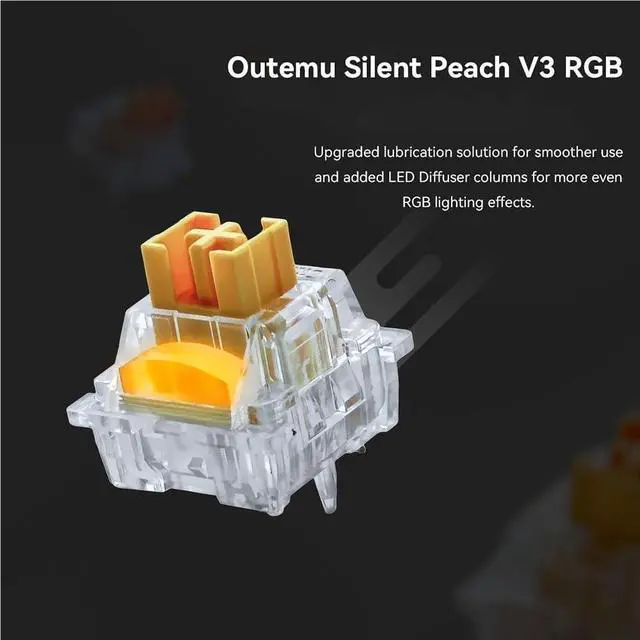 Alt view image 2 of 7 - Outemu Silent Peach V3 RGB Switch, Pre-Lubed Silent Linear Transparent Switch for Custom Mechanical Keyboard(90PCS)