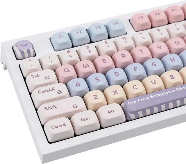 Main image of GEKUCAP Candy Color PBT Keycaps Set MOA Profile Cute Round Keycaps 138 Keys Custom Dye-Sublimation Keyboard Keycaps for 60% 65% 70% 75% 100% Cherry Gateron MX Switches Mechanical Keyboards