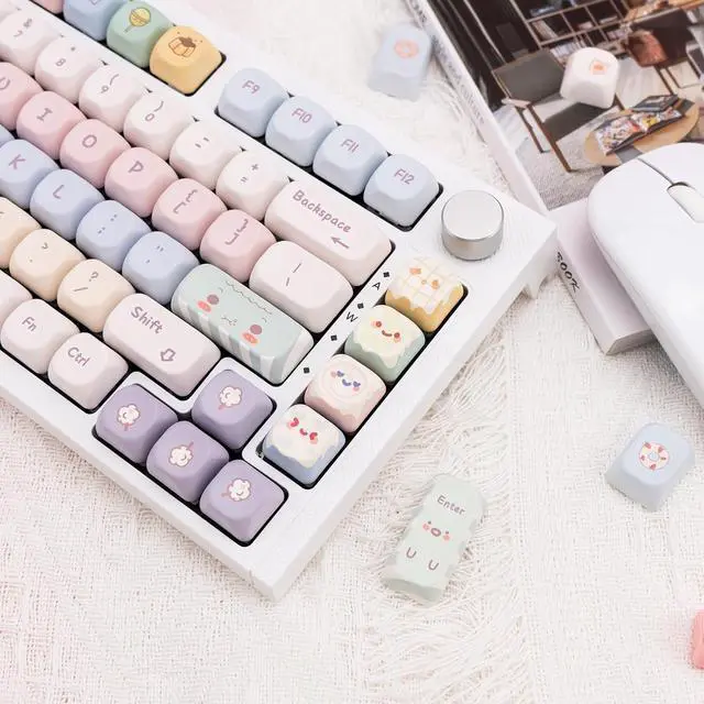 Alt view image 5 of 7 - GEKUCAP Candy Color PBT Keycaps Set MOA Profile Cute Round Keycaps 138 Keys Custom Dye-Sublimation Keyboard Keycaps for 60% 65% 70% 75% 100% Cherry Gateron MX Switches Mechanical Keyboards