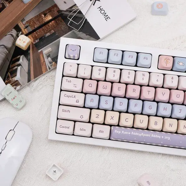 Alt view image 6 of 7 - GEKUCAP Candy Color PBT Keycaps Set MOA Profile Cute Round Keycaps 138 Keys Custom Dye-Sublimation Keyboard Keycaps for 60% 65% 70% 75% 100% Cherry Gateron MX Switches Mechanical Keyboards