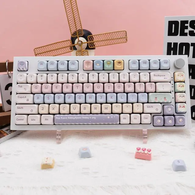 Alt view image 7 of 7 - GEKUCAP Candy Color PBT Keycaps Set MOA Profile Cute Round Keycaps 138 Keys Custom Dye-Sublimation Keyboard Keycaps for 60% 65% 70% 75% 100% Cherry Gateron MX Switches Mechanical Keyboards