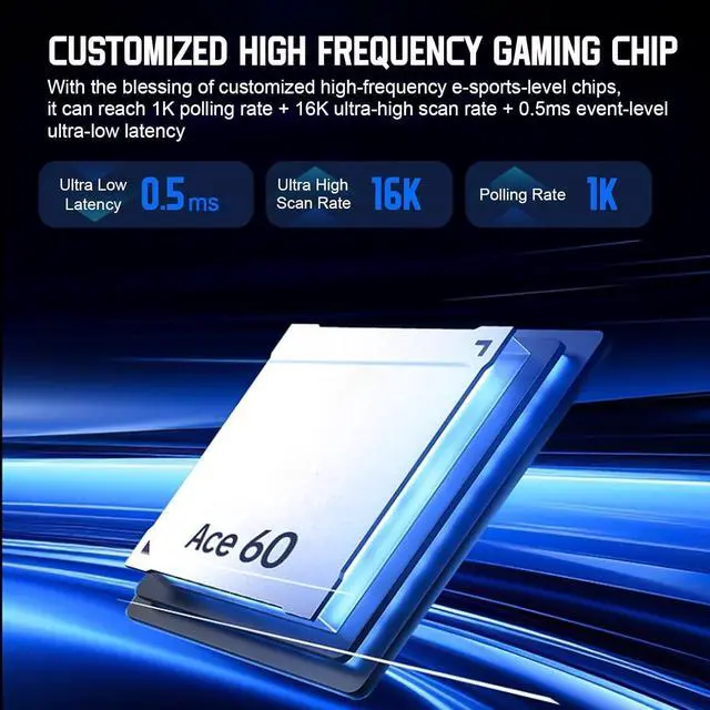 Alt view image 3 of 7 - JOMKIZ MCHOSE ACE 60 60% Wired Magnetic Switch Mechanical Gaming Keyboard, Rapid Trigger Hall Effect Keyboard, Adjustable Actuation, 16 Million Colors RGB Lighting, RGB HotSwap, for PC/Mac, Black