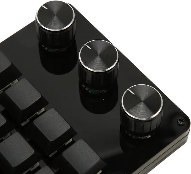Alt view image 7 of 7 - Mini Macro Keypad, 16 Keys One Handed Programmable Keyboard with 3 Knobs, Portable Hot Swappable USB Wired Keypad for Gaming Office Media