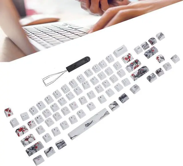 Alt view image 2 of 7 - PBT Keycaps, 71 Keys Keyboard Keycaps, FiveSided Sublimation Mechanical Keycaps, for Mechanical Optical Keyboards (English-Korean)