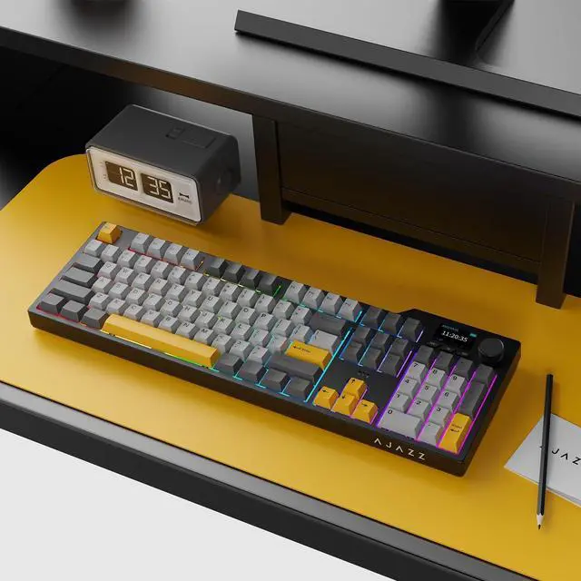 Alt view image 7 of 7 - DAIDAI×AJAZZ AK35I V3 Full Size Hot Swap Mechanical Gaming Keyboard with Screen & Knob 2.4G/BT/USB-C Gasket Keyboard FR4 Plate 8000mAh Battery South Facing LED RGB(Avocado Axis)