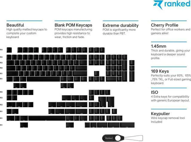 Alt view image 2 of 7 - Ranked POM Jelly Premium Translucent Keycap Set | 1.45 mm Thick POM | Cherry Profile for Custom Mechanical Keyboard (Black Ink, 169 Keys)