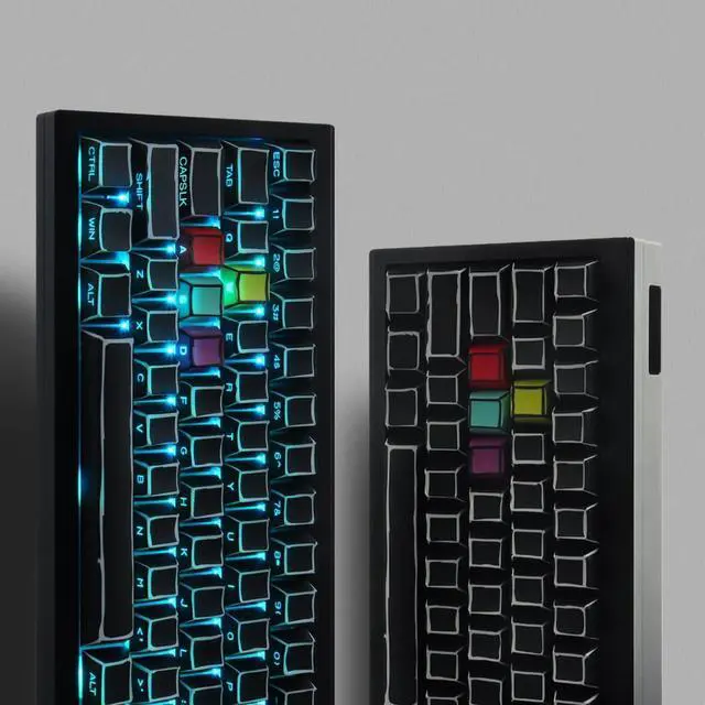 Alt view image 3 of 7 - JOMKIZ PBT Keycaps,128 Keys Dye Sublimation Cherry Profile Keycaps Side Engraved Transparent Keycap Set for Cherry MX Switches ASIN/ISO Layout Mechanical Keyboards