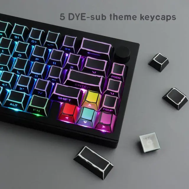 Alt view image 4 of 7 - JOMKIZ PBT Keycaps,128 Keys Dye Sublimation Cherry Profile Keycaps Side Engraved Transparent Keycap Set for Cherry MX Switches ASIN/ISO Layout Mechanical Keyboards