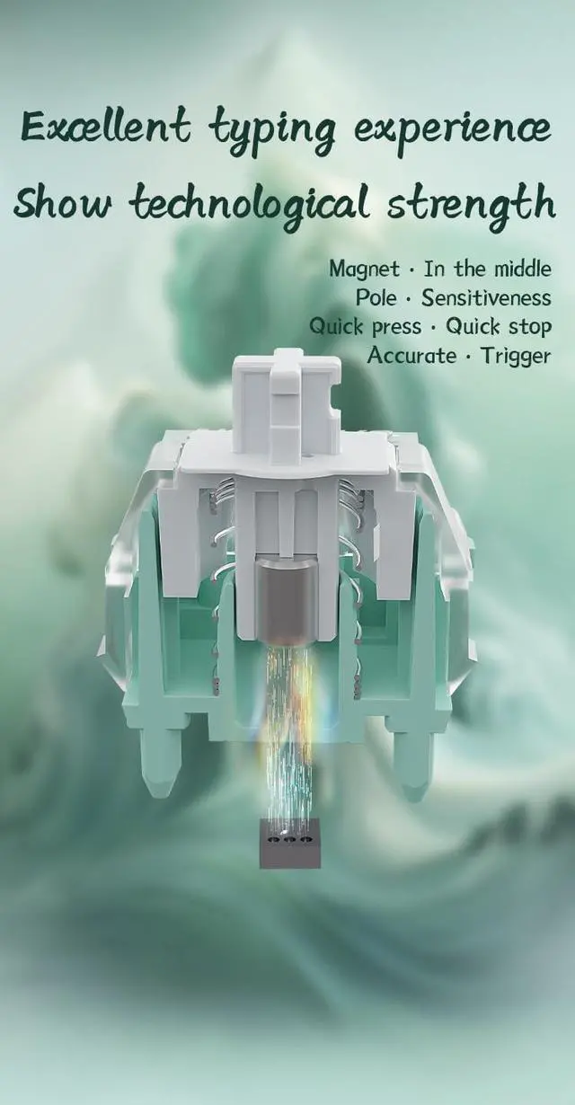 Alt view image 4 of 6 - CN GAMING GATERON Magnetic Jade Keyboard Switches, Linear Factory Pre-lubed Freely Setting Pre-Travel Key Switches for Mechanical Keyboard (90, Magnetic Jade)