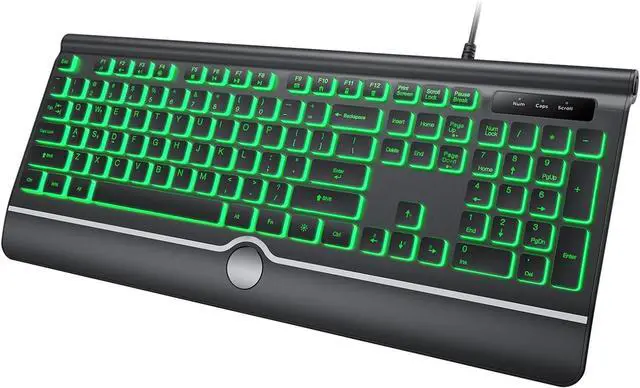 Main image of Backlit Computer Keyboards, Wired Light Up Keyboards with 7-Color Backlit, USB Lighted Keyboard Easy to See and Type, Corded Full-Size Keyboard for Windows Desktop, Laptop, PC
