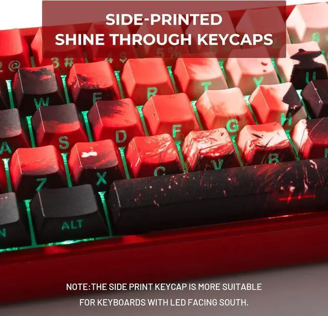 Alt view image 2 of 7 - XVX PBT Keycaps, Side Printed Shine Through Keycap Set, Cherry Profile Dye Sublimation Keyboard Caps Suitable for 60% 65% 75% 100% Cherry Gateron MX Switches Mechanical Keyboard