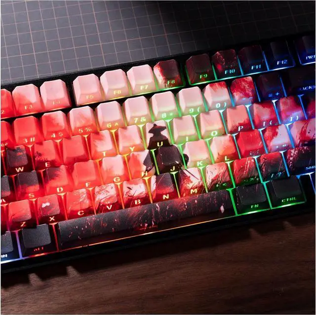 Main image of XVX PBT Keycaps, Side Printed Shine Through Keycap Set, Cherry Profile Dye Sublimation Keyboard Caps Suitable for 60% 65% 75% 100% Cherry Gateron MX Switches Mechanical Keyboard