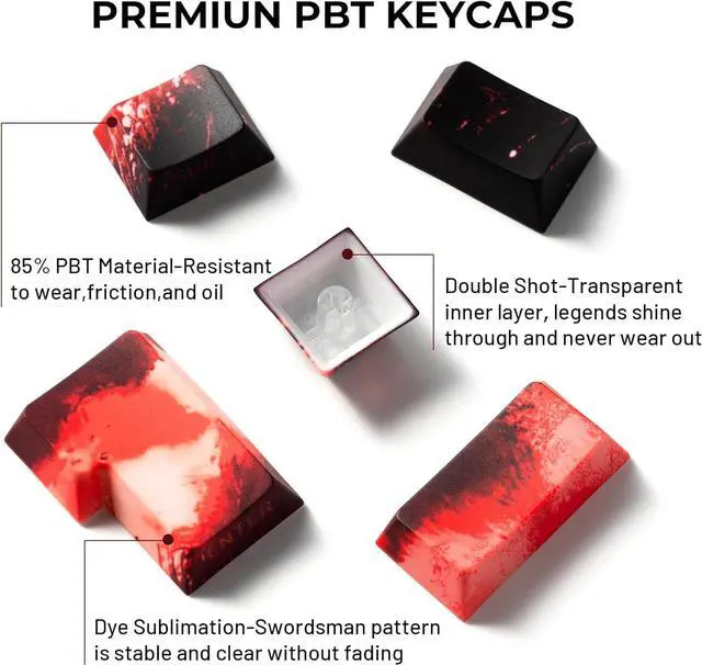 Alt view image 4 of 7 - XVX PBT Keycaps, Side Printed Shine Through Keycap Set, Cherry Profile Dye Sublimation Keyboard Caps Suitable for 60% 65% 75% 100% Cherry Gateron MX Switches Mechanical Keyboard