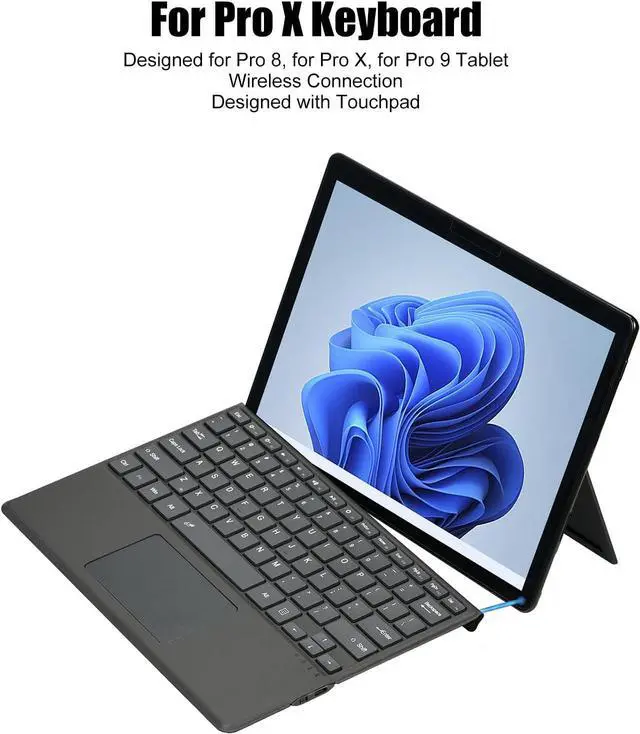 Alt view image 3 of 7 - Keyboard for Pro 8/X/9, Portable BT5.0 Cordless Keyboard, Multi Gesture Touchpad Type Cover for Pro 8/X/9, Silent Typing Experience (with Colorful Backlit(450mAh