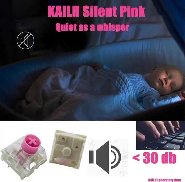 Alt view image 3 of 6 - Silent Keyboard Switches,Kailh Box Silent Pink Switches for Mechanical Keyboard,3-pin 45gf Linear/Typing&Gaming/Waterproof Switches(Silent Pink,108Pcs)