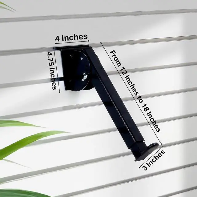 Alt view image 2 of 7 - Victory Display Heavy-Duty Steel Slatwall Piano Keyboard Stand (4-Pack), Wall Mount w/ Telescoping Arms (12"-18"), Piano Stand, Keyboard Holder, Keyboard Stand Piano, Music Production Equipment, Black