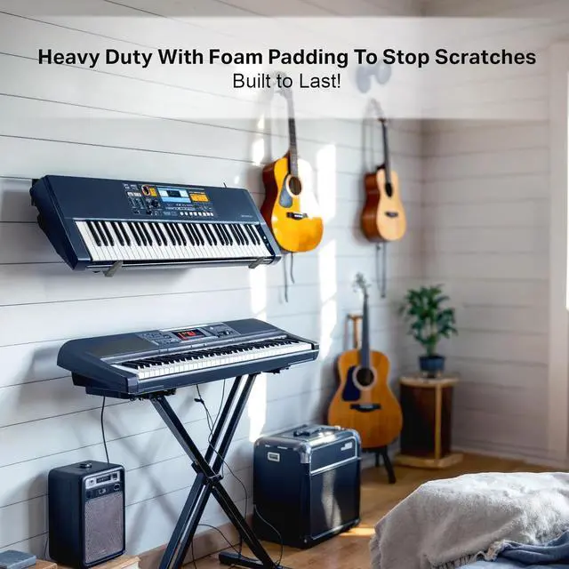 Alt view image 7 of 7 - Victory Display Heavy-Duty Steel Slatwall Piano Keyboard Stand (4-Pack), Wall Mount w/ Telescoping Arms (12"-18"), Piano Stand, Keyboard Holder, Keyboard Stand Piano, Music Production Equipment, Black